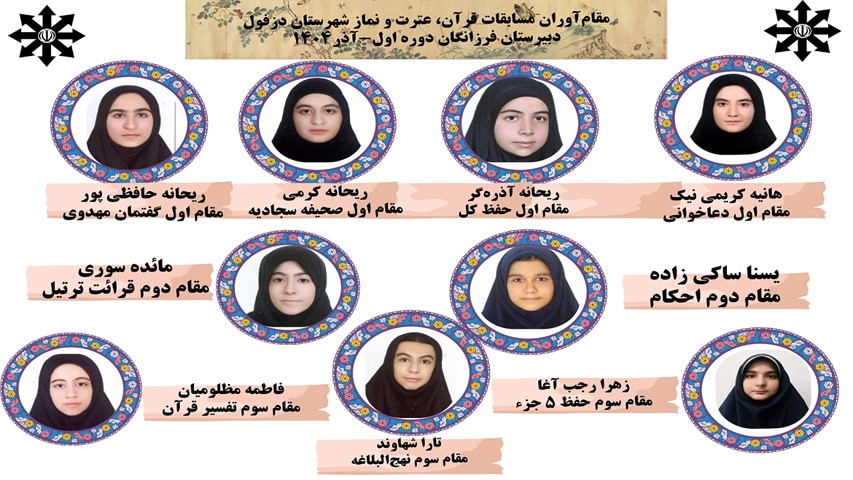 کسب مقام‌های برتر در مسابقات قرآن، عترت و نماز شهرستان دزفول